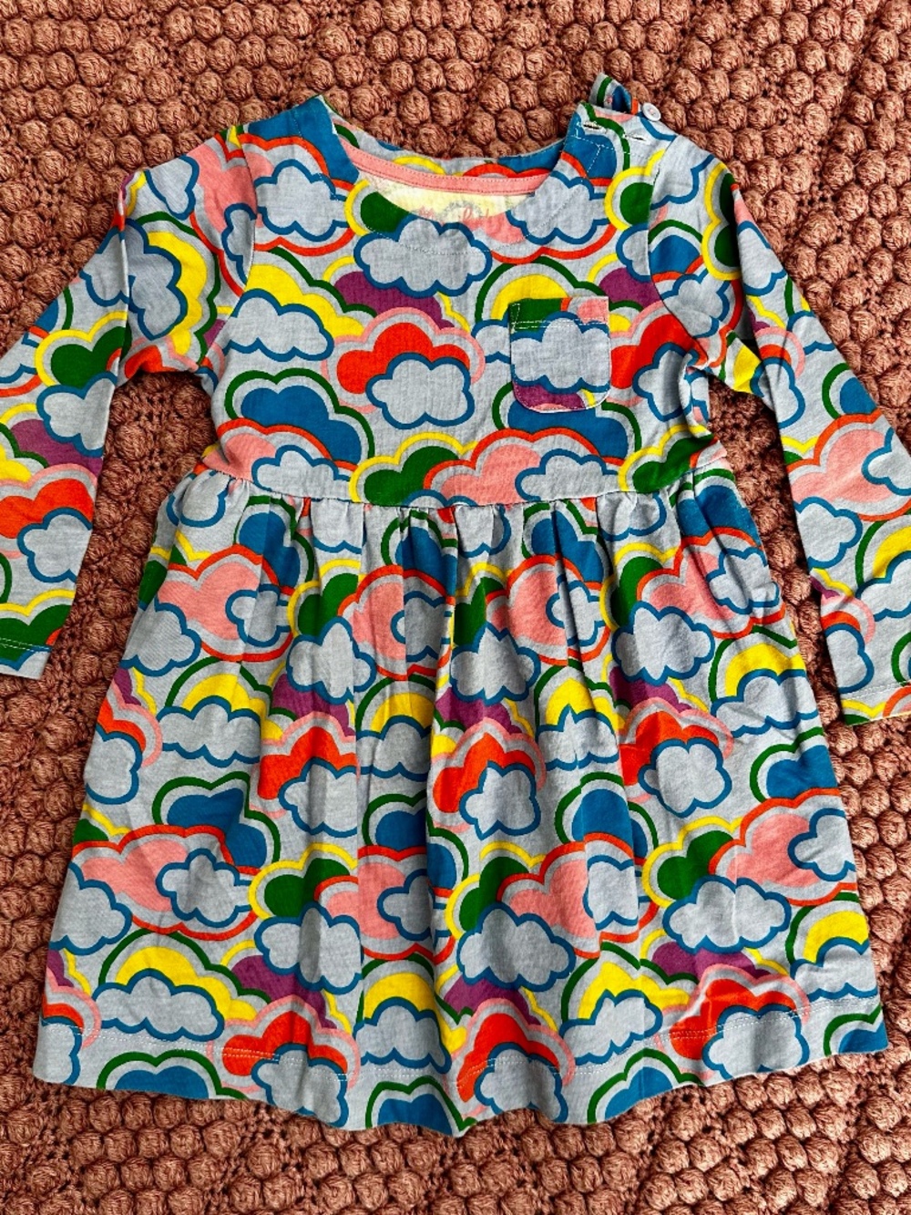 Mini Boden Rainbow Clouds Dress Size 3-4